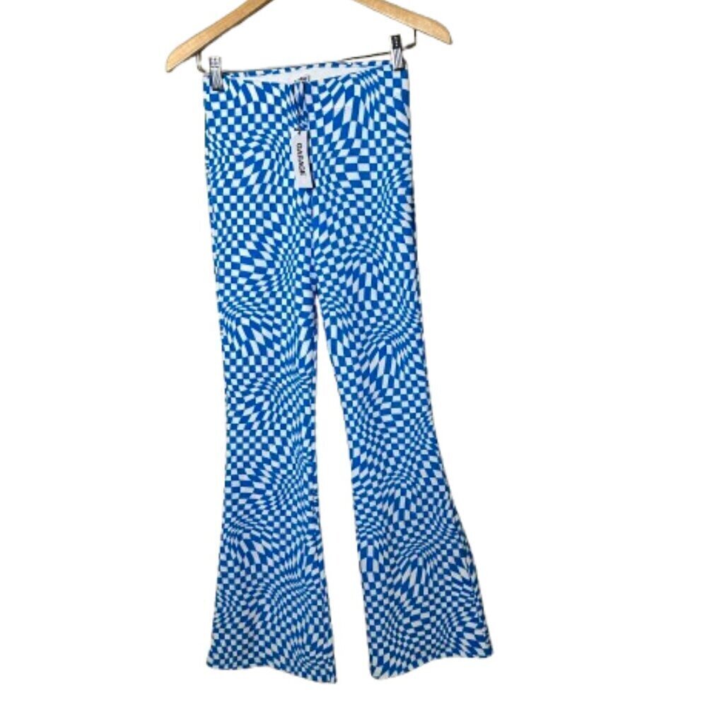New NWT GARAGE Stretch Flare Wide Leg Pull On Print Pants Trousers Size XS
